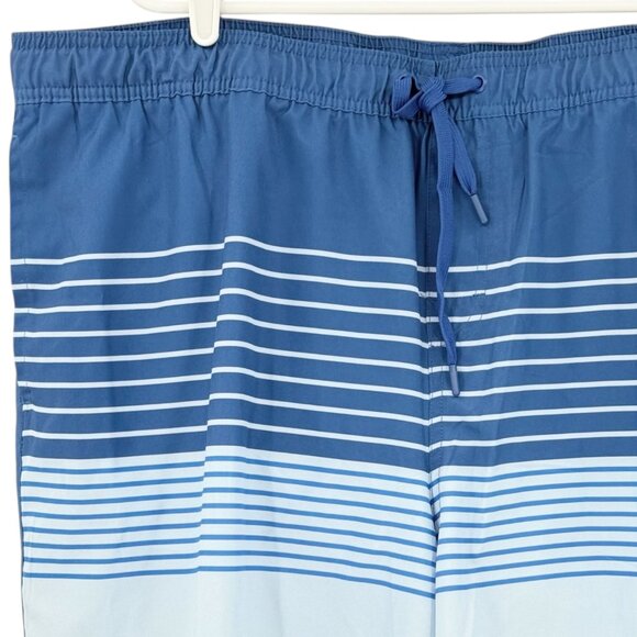 George Men Blue Striped Quick Dry Swim Shorts UPF 50 Elastic Waist 3XL 48-50 NWT - Picture 3 of 11